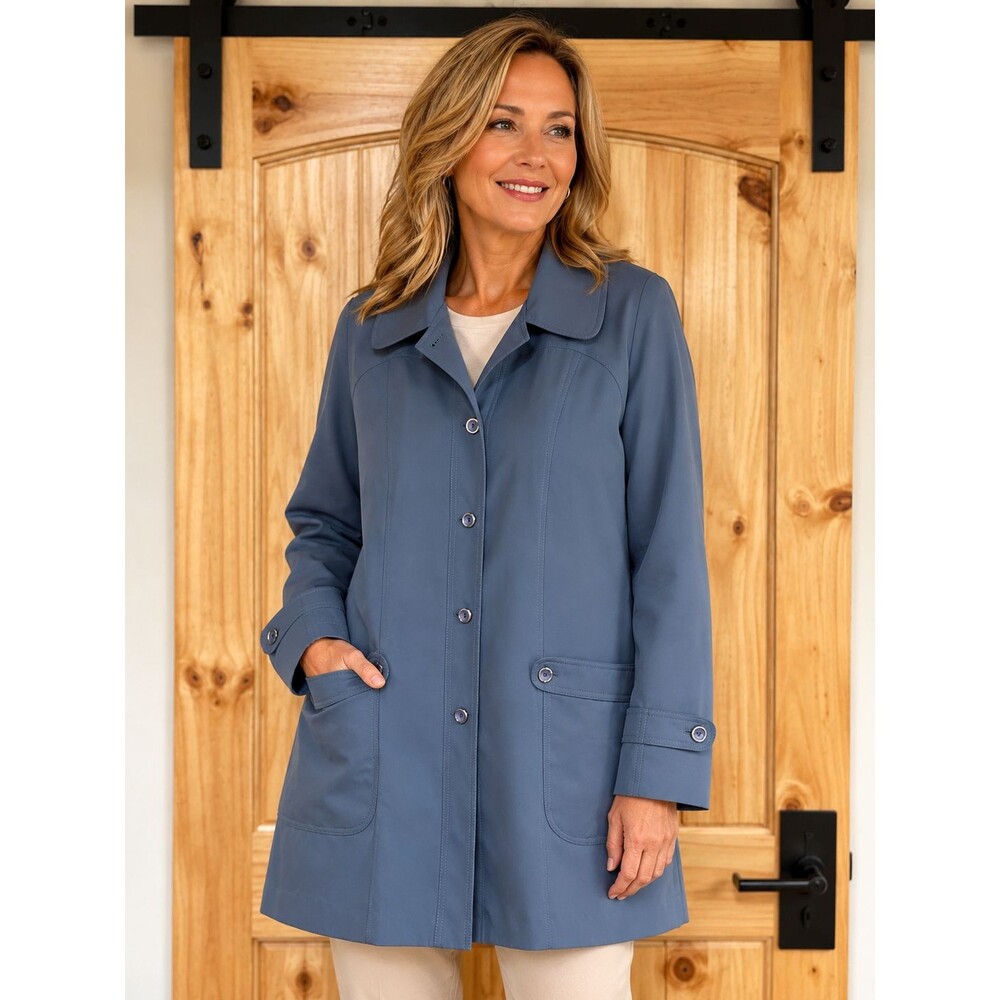 Vintage Forecaster International Women’s Trench Coat Smoke Blue Size 15/16